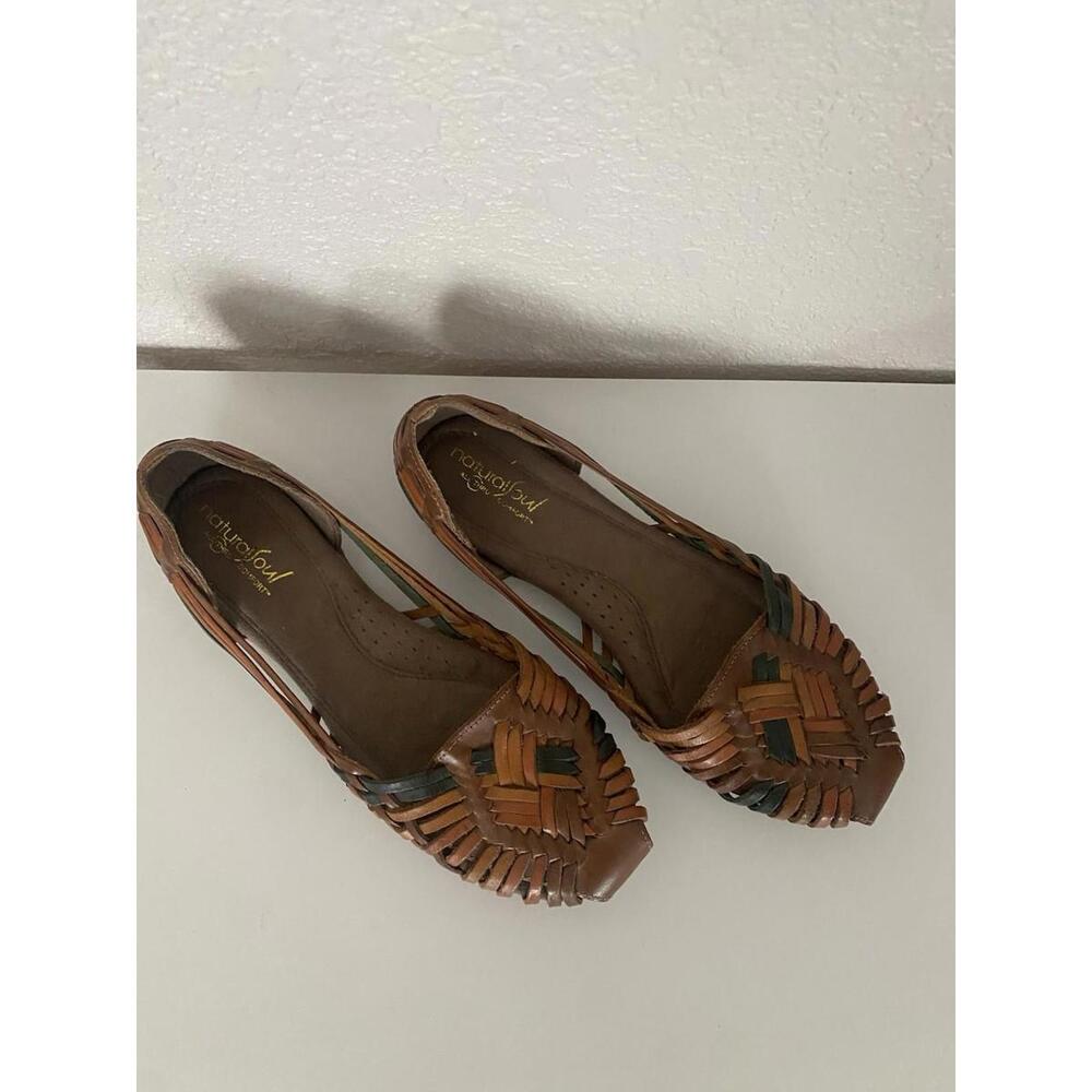 Leather Natural Soul Huarache Sandals Brown 8.5